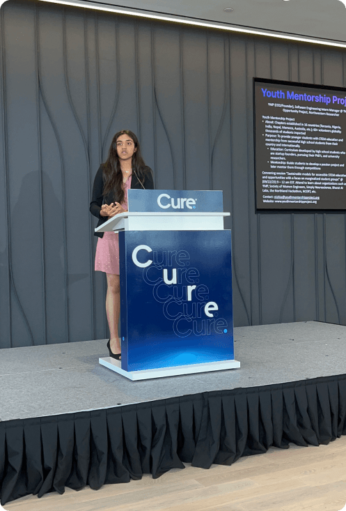 Woman presenting at a conference